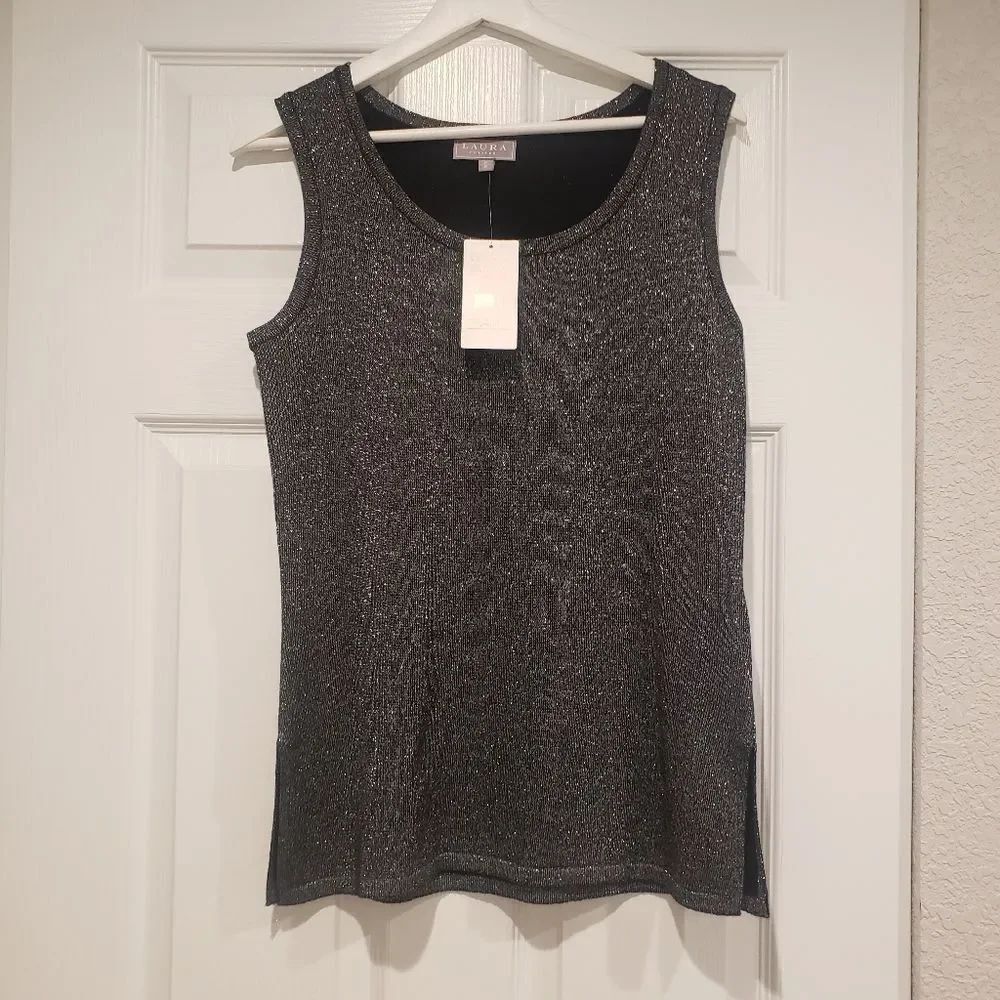 Laura Petites Silver Tank Top Wool Cashmere Blend Size S